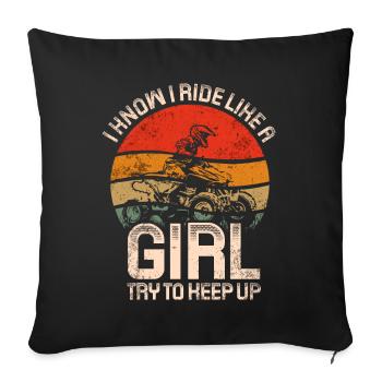 Quadgirl ATV 4 Wheeler Off Roading Lover - Sofa pillow with filling 45cm x 45cm - black - Front