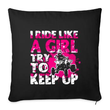 Quadgirl ATV 4 Wheeler Off Roading Lover - Sofa pillow with filling 45cm x 45cm - black - Front