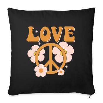 Peace Sign Love 60s 70s Costume Groovy Hippie - Sofakissen mit Füllung 45 x 45 cm - Schwarz - Vorne