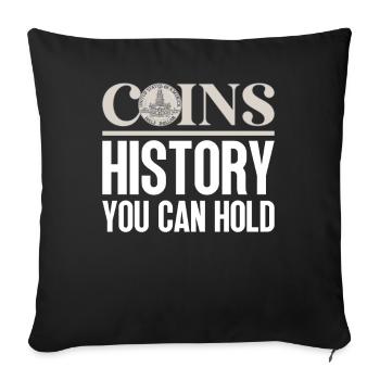 Collection de pièces de monnaie amusante pour les collectionneurs de pièces de monnaie et - Coussin et housse de 45 x 45 cm - noir - Devant