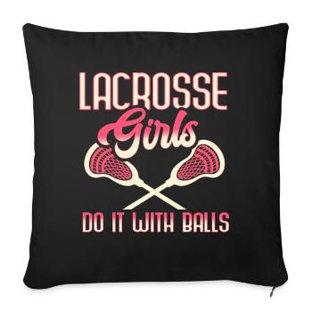 Lacrosse Girl Lax Girl Player Women - Sofa pillow with filling 45cm x 45cm - black - Front