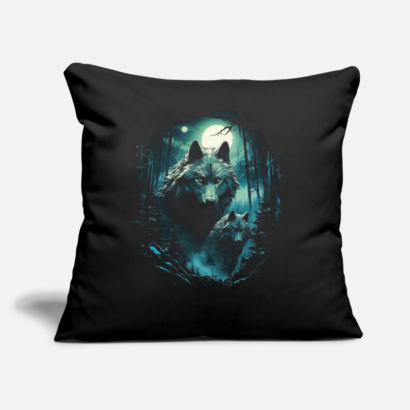 Fantasy Wolves Wolf Moonlight Illustration Sofa pillow with filling 45cm x 45cm