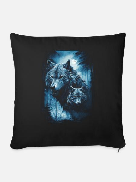 Dunkle Kunst Wolf Wald Mythisch - Sofakissen mit Füllung 45 x 45 cm - Schwarz