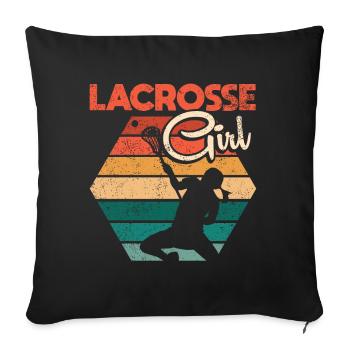 Lacrosse Stick Lax Girl Spieler Mom Torwartfrauen - Sofakissen mit Füllung 45 x 45 cm - Schwarz - Vorne