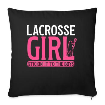 Lacrosse Stick Lax Girl Spieler Mom Torwartfrauen - Sofakissen mit Füllung 45 x 45 cm - Schwarz - Vorne
