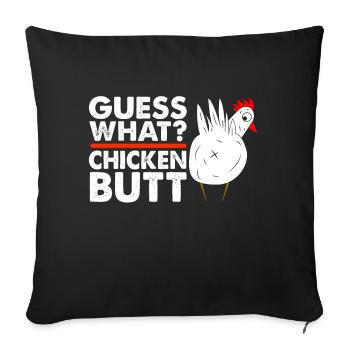 Drôle Devinez quoi ? Cul de poulet ! - Coussin et housse de 45 x 45 cm - noir - Devant