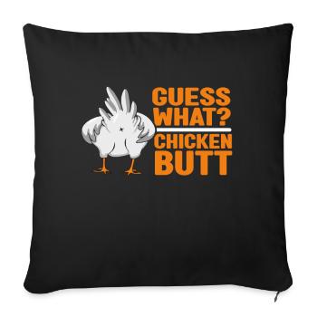 Drôle Devinez quoi ? Cul de poulet ! - Coussin et housse de 45 x 45 cm - noir - Devant
