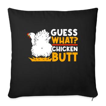 Drôle Devinez quoi ? Cul de poulet ! - Coussin et housse de 45 x 45 cm - noir - Devant