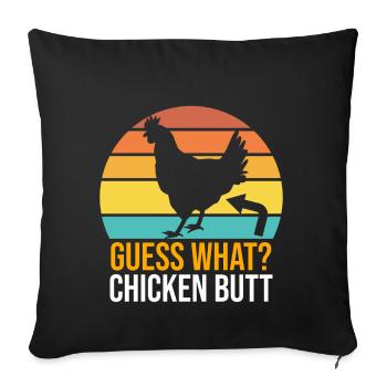 Drôle Devinez quoi ? Cul de poulet ! - Coussin et housse de 45 x 45 cm - noir - Devant