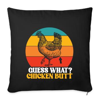 Drôle Devinez quoi ? Cul de poulet ! - Coussin et housse de 45 x 45 cm - noir - Devant