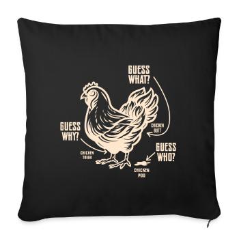 Drôle Devinez quoi ? Cul de poulet ! - Coussin et housse de 45 x 45 cm - noir - Devant
