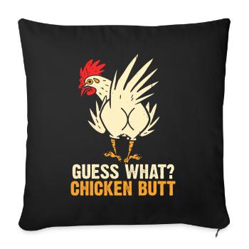 Drôle Devinez quoi ? Cul de poulet ! - Coussin et housse de 45 x 45 cm - noir - Devant
