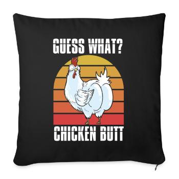 Drôle Devinez quoi ? Cul de poulet ! - Coussin et housse de 45 x 45 cm - noir - Devant