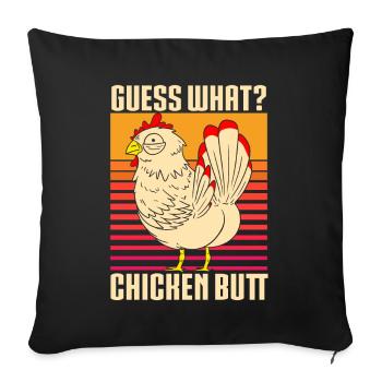 Drôle Devinez quoi ? Cul de poulet ! - Coussin et housse de 45 x 45 cm - noir - Devant