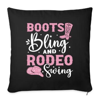 Cowboy rodéo Western Vintage Country Sud - Coussin et housse de 45 x 45 cm - noir - Devant
