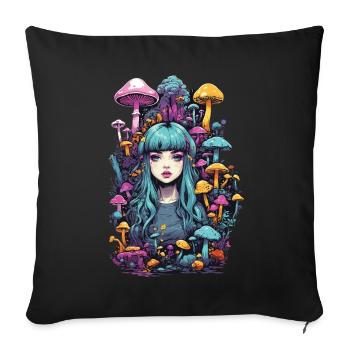 Psychedelic Party Goa Mushroom Festival Art - Sofa pillow with filling 45cm x 45cm - black - Front