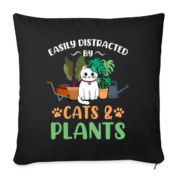 Chats Plantes Plantes De Jardin Amoureux Des Plantes - Coussin et housse de 45 x 45 cm - noir - Devant