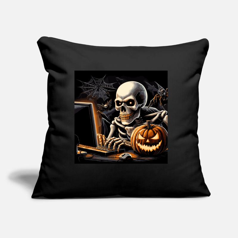 Gamers, skeleton and pc, computer halloween Sofa pillow with filling 45cm x 45cm