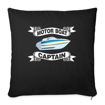 Bateau à moteur - Capitaine Bateau à moteur du lac Boater - Coussin et housse de 45 x 45 cm - noir - Devant