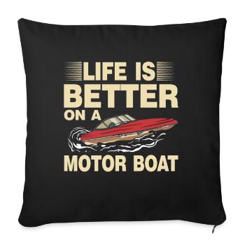 Bateau à moteur - Capitaine Bateau à moteur du lac Boater - Coussin et housse de 45 x 45 cm - noir - Devant