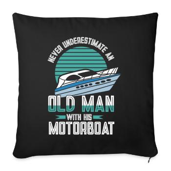 Bateau à moteur - Capitaine Bateau à moteur du lac Boater - Coussin et housse de 45 x 45 cm - noir - Devant