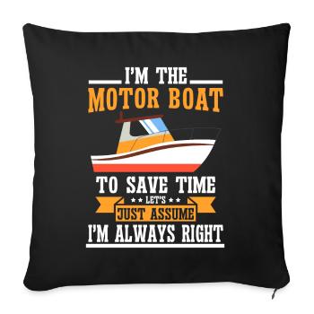 Bateau à moteur - Capitaine Bateau à moteur du lac Boater - Coussin et housse de 45 x 45 cm - noir - Devant