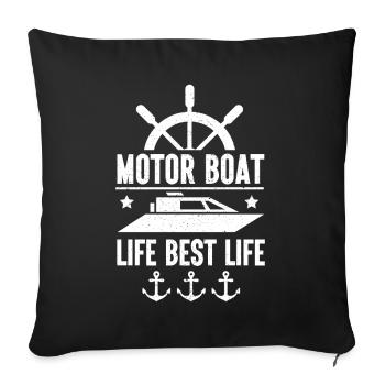 Bateau à moteur - Capitaine Bateau à moteur du lac Boater - Coussin et housse de 45 x 45 cm - noir - Devant