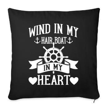 Bateau à moteur - Capitaine Bateau à moteur du lac Boater - Coussin et housse de 45 x 45 cm - noir - Devant