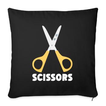 Ciseaux Papier Pierre Drôle Groupe Kawaii - Coussin et housse de 45 x 45 cm - noir - Devant