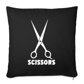 Ciseaux Papier Pierre Drôle Groupe Kawaii - Coussin et housse de 45 x 45 cm - noir - Devant