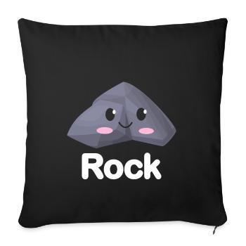Rock Paper Scissors Funny Group Kawaii - Sofa pillow with filling 45cm x 45cm - black - Front