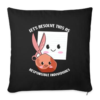 Ciseaux Papier Pierre Drôle Groupe Kawaii - Coussin et housse de 45 x 45 cm - noir - Devant