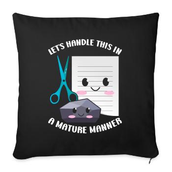 Ciseaux Papier Pierre Drôle Groupe Kawaii - Coussin et housse de 45 x 45 cm - noir - Devant