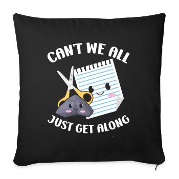 Rock Paper Scissors Funny Group Kawaii - Sofa pillow with filling 45cm x 45cm - black - Front