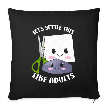 Ciseaux Papier Pierre Drôle Groupe Kawaii - Coussin et housse de 45 x 45 cm - noir - Devant