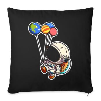 Astronaute tenant des ballons de planète Système solaire - Coussin et housse de 45 x 45 cm - noir - Devant