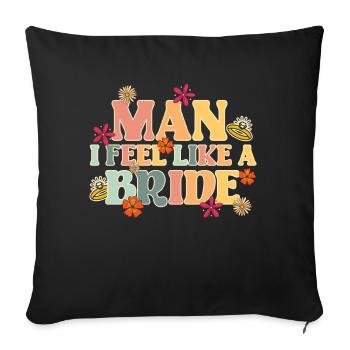 Groovy Bridal Wedding Party Bridal Flower Flowers - Sofa pillow with filling 45cm x 45cm - black - Front