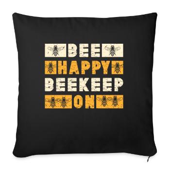 Abeille miel Webeke ruche apiculteur nid d’abeille - Coussin et housse de 45 x 45 cm - noir - Devant