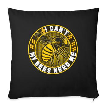 Abeille miel Webeke ruche apiculteur nid d’abeille - Coussin et housse de 45 x 45 cm - noir - Devant