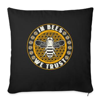 Abeille miel Webeke ruche apiculteur nid d’abeille - Coussin et housse de 45 x 45 cm - noir - Devant