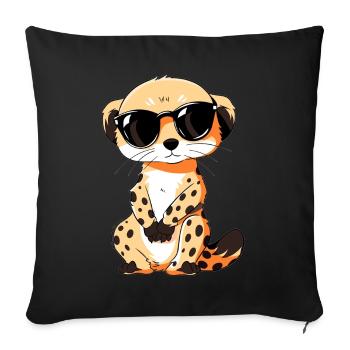Erdmännchen Mit Sonnenbrille Meerkat - Sofakissen mit Füllung 45 x 45 cm - Schwarz - Vorne