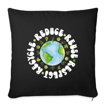 Earth Day Groovy Hippie 70s Retro Retro - Sofa pillow with filling 45cm x 45cm - black - Front