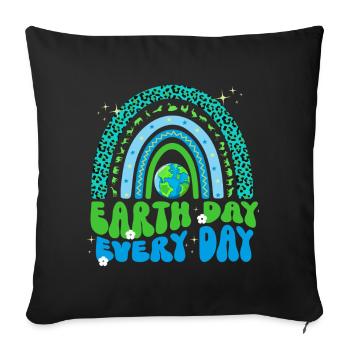 Earth Day Groovy Hippie 70s Retro Retro - Sofa pillow with filling 45cm x 45cm - black - Front