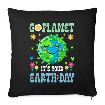 Earth Day Groovy Hippie 70s Retro Retro - Sofa pillow with filling 45cm x 45cm - black - Front