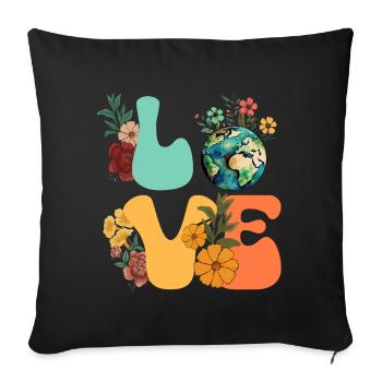 Earth Day Groovy Hippie 70s Retro Retro - Sofa pillow with filling 45cm x 45cm - black - Front