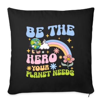 Earth Day Groovy Hippie 70s Retro Retro - Sofa pillow with filling 45cm x 45cm - black - Front