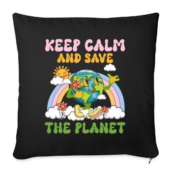 Earth Day Groovy Hippie 70s Retro Retro - Sofa pillow with filling 45cm x 45cm - black - Front