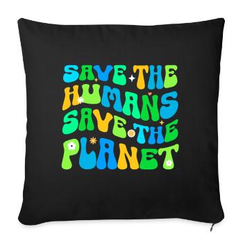 Earth Day Groovy Hippie 70s Retro Retro - Sofa pillow with filling 45cm x 45cm - black - Front