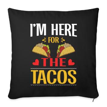 Taco drôle Fiesta mexicaine Cinco De Mayo - Coussin et housse de 45 x 45 cm - noir - Devant