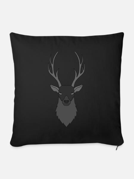 Rothirsch Geweih mit Hirschgeweih - Sofakissen mit Füllung 45 x 45 cm - Schwarz